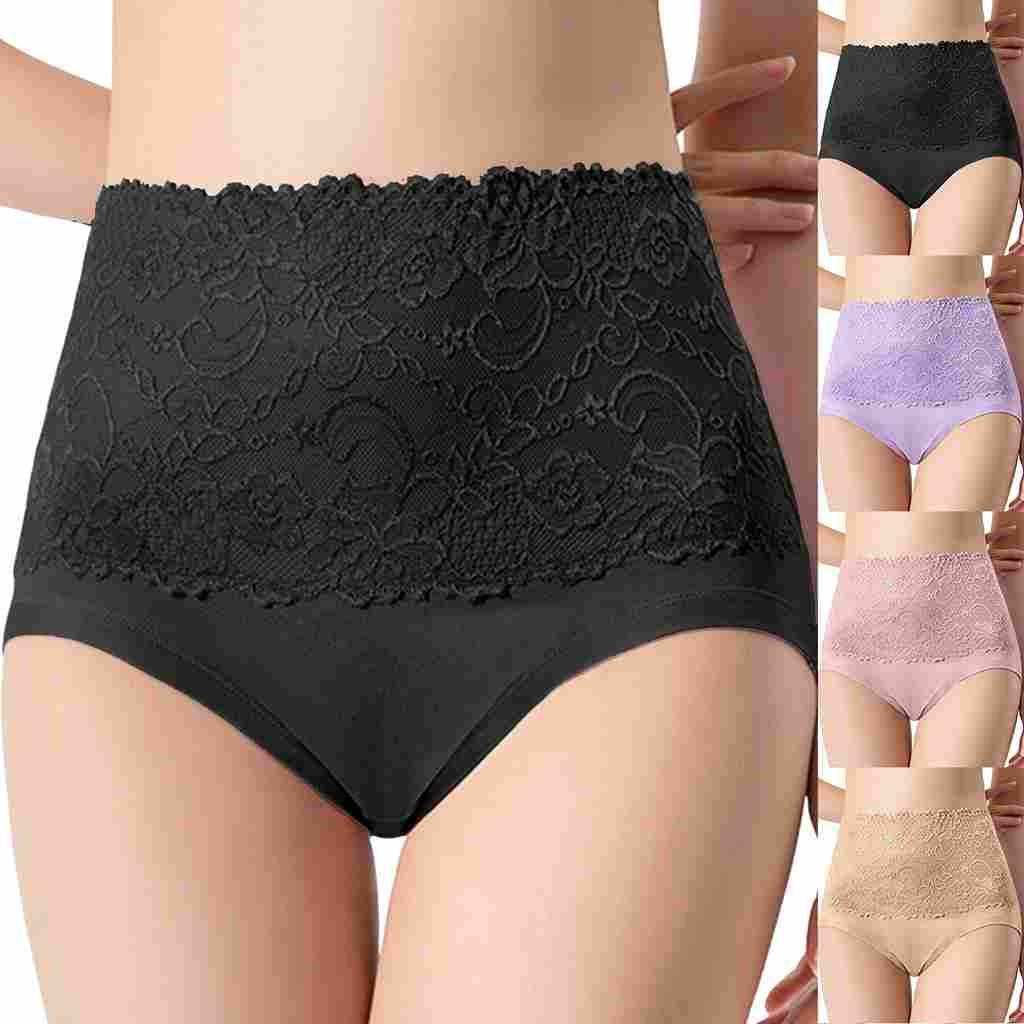 Sexy Lace Panties Women Elastic High Waist Oversized Breathable Briefs Ladies Solid Slim Fit