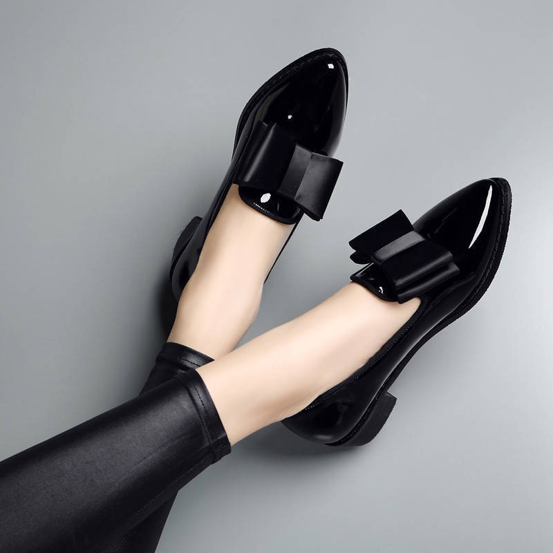 Pointed Toe Flats Shoes Women Patent Leather Casual Summer Ballerina Shallow Mouth Shoes