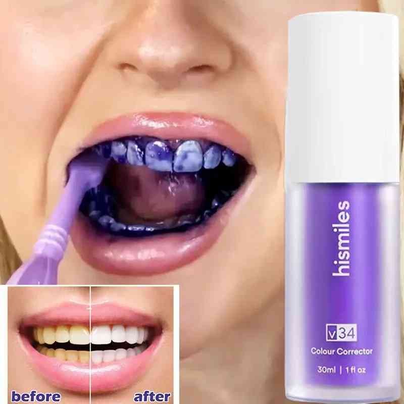Hismile teeth cleaning purple corrective toothpaste teeth mousse cleaning whitening toothpaste