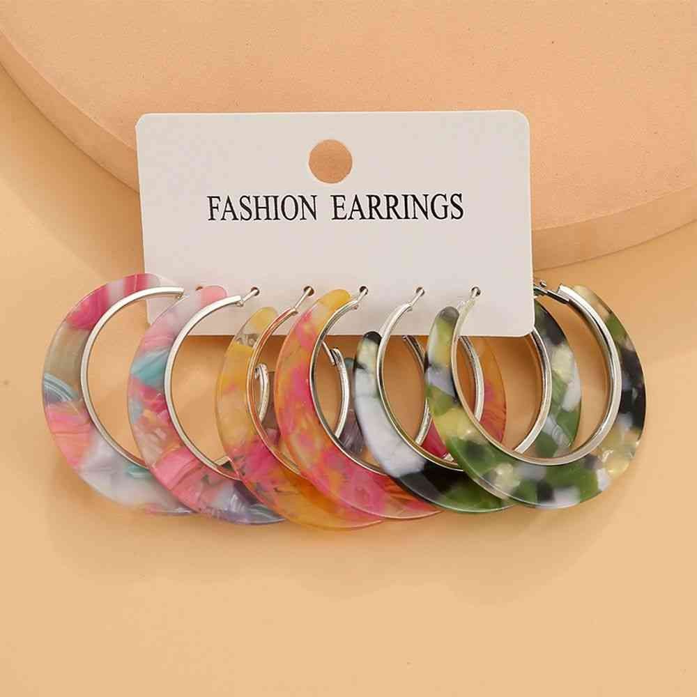 Circle Acrylic Earrings Set for Women Girls Geometric Colorful Resin Hoop Drop Earrings Jewelry