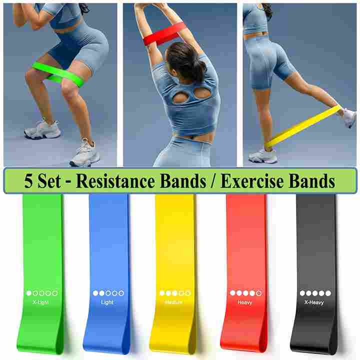 5pcs Yoga Tension Belt Fitness Elastic Belt Resistance Belt Squat Butt AIDS Tension Ring Stretching Exercise Belt