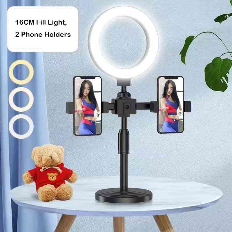 Selfie Ring Light Tripod 2 Phone Stand Holder Photography RingLight Led Lamp Desktop Makeup 6inch